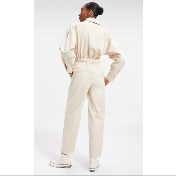 Good American Cinched Jumpsuit Size 4X Tusk Beige Long Sleeve Belted Utility - Picture 3 of 7